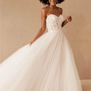 Watters Wtoo Clarinda Tulle and Lace Bodice Dress